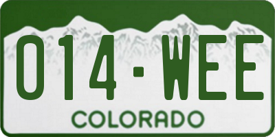 CO license plate 014WEE