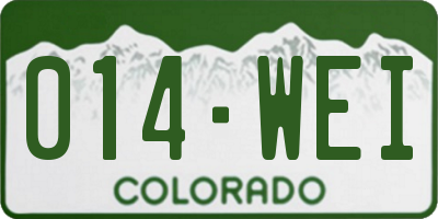 CO license plate 014WEI