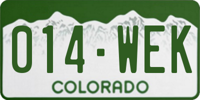 CO license plate 014WEK