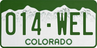 CO license plate 014WEL