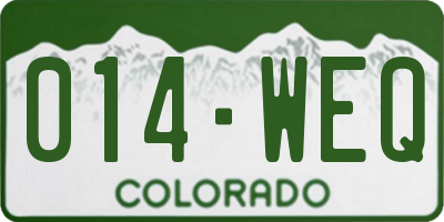 CO license plate 014WEQ