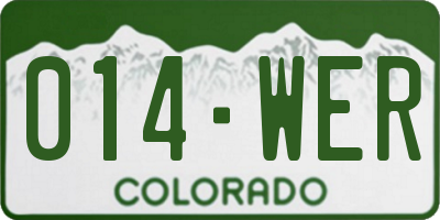 CO license plate 014WER
