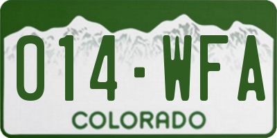 CO license plate 014WFA