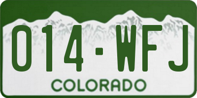 CO license plate 014WFJ