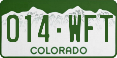 CO license plate 014WFT