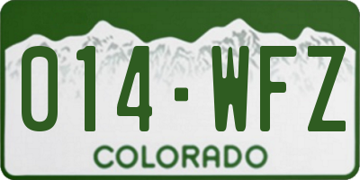 CO license plate 014WFZ