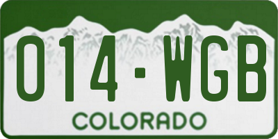 CO license plate 014WGB