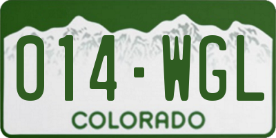 CO license plate 014WGL