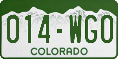 CO license plate 014WGO