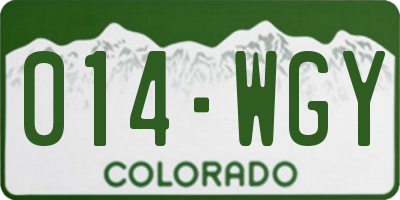 CO license plate 014WGY