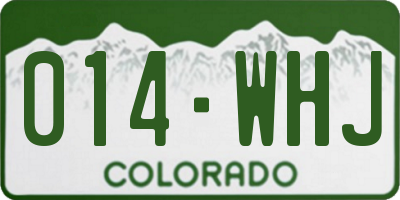 CO license plate 014WHJ