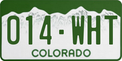 CO license plate 014WHT