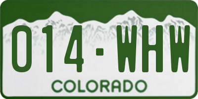 CO license plate 014WHW