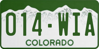 CO license plate 014WIA