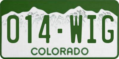 CO license plate 014WIG