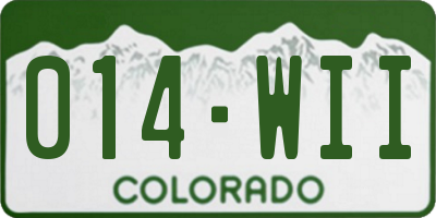 CO license plate 014WII