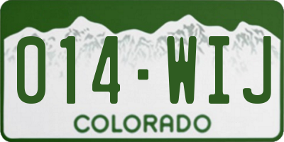 CO license plate 014WIJ