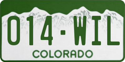CO license plate 014WIL
