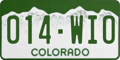CO license plate 014WIO