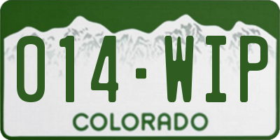 CO license plate 014WIP