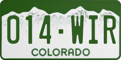 CO license plate 014WIR