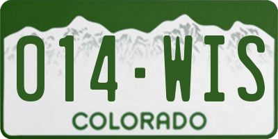 CO license plate 014WIS