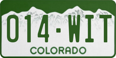 CO license plate 014WIT