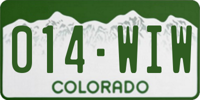 CO license plate 014WIW