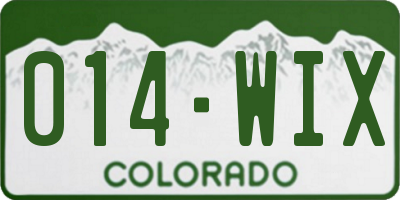 CO license plate 014WIX