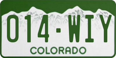 CO license plate 014WIY