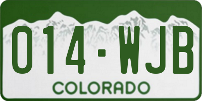 CO license plate 014WJB