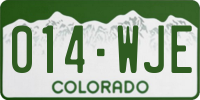 CO license plate 014WJE