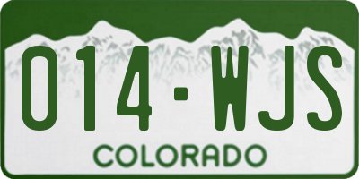 CO license plate 014WJS