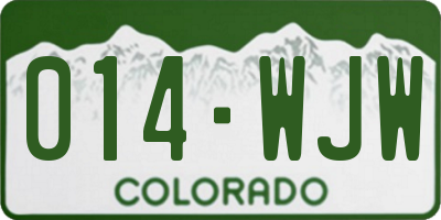 CO license plate 014WJW