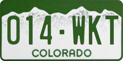 CO license plate 014WKT