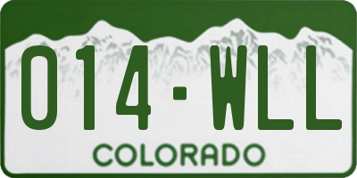 CO license plate 014WLL