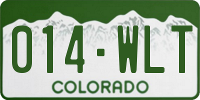 CO license plate 014WLT