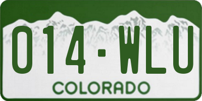 CO license plate 014WLU