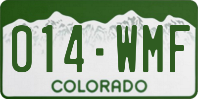 CO license plate 014WMF