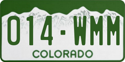 CO license plate 014WMM