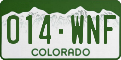 CO license plate 014WNF
