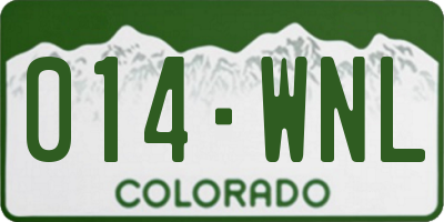 CO license plate 014WNL