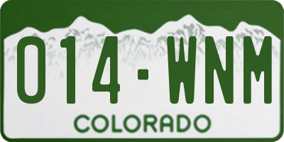 CO license plate 014WNM