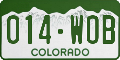 CO license plate 014WOB