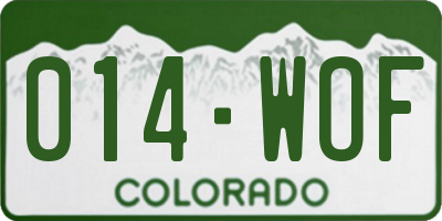 CO license plate 014WOF