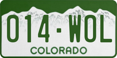 CO license plate 014WOL