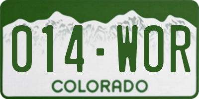 CO license plate 014WOR