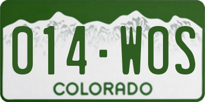 CO license plate 014WOS