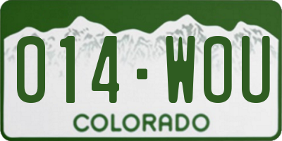 CO license plate 014WOU