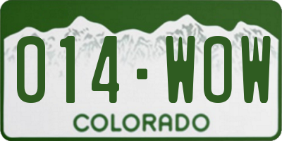 CO license plate 014WOW